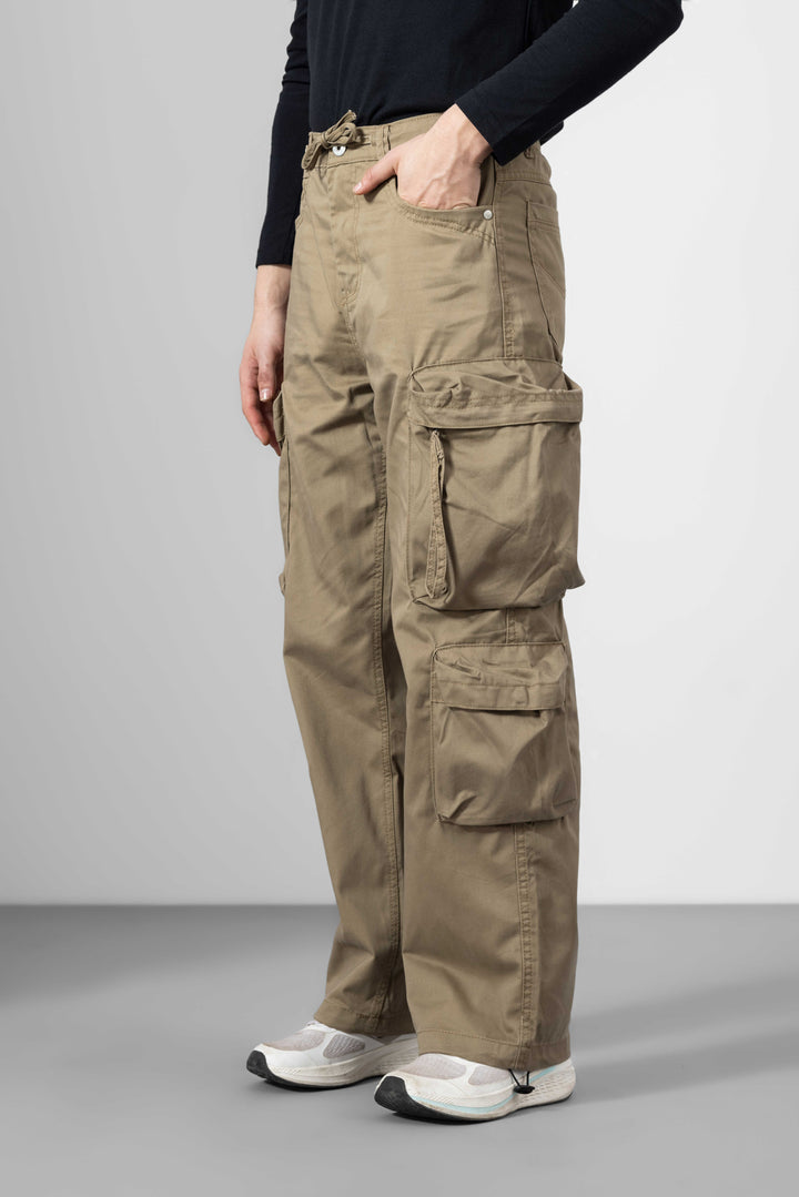 Brown Men Winter Cargo Pants