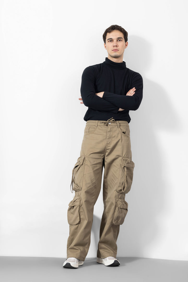 Brown Men Winter Cargo Pants