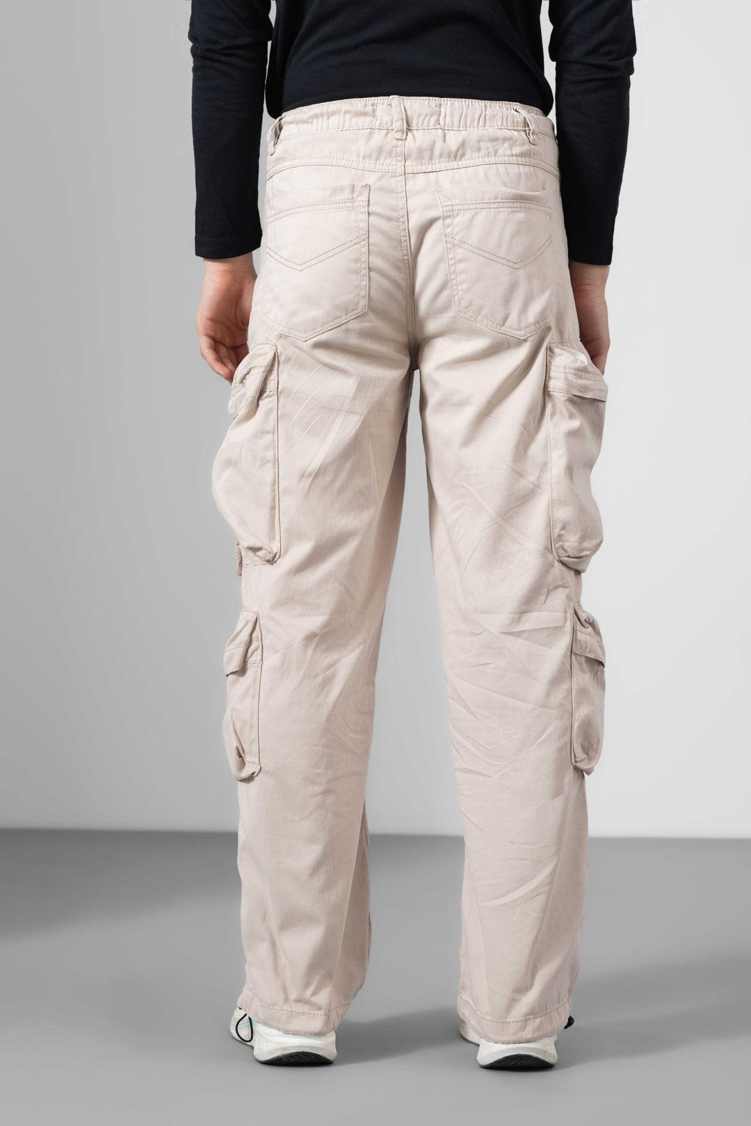Cream Men Cotton Cargo Pants