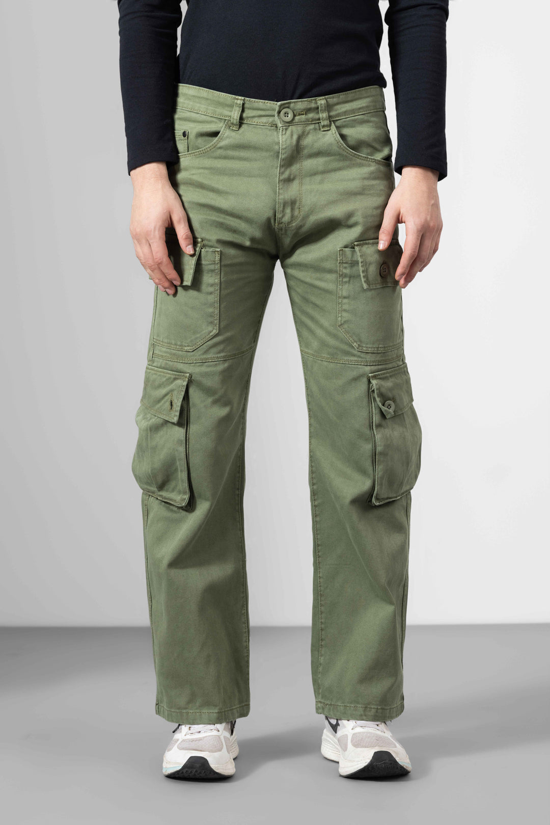 Green Men Cotton Cargo Pants