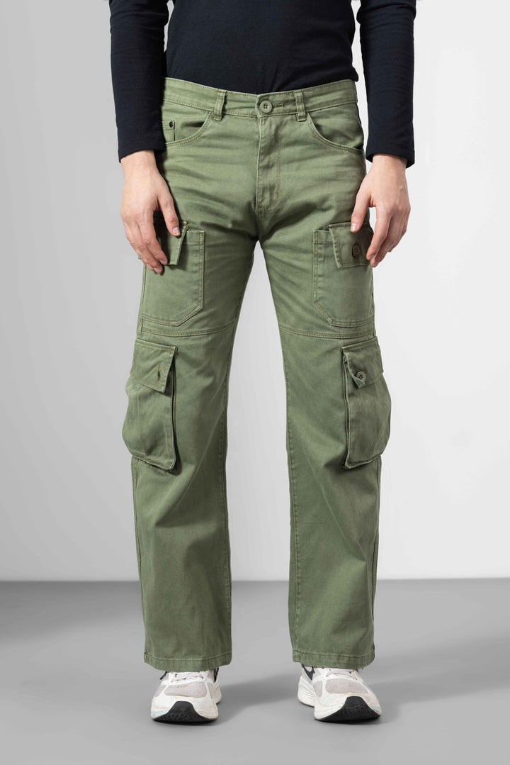 Green Men Cotton Cargo Pants