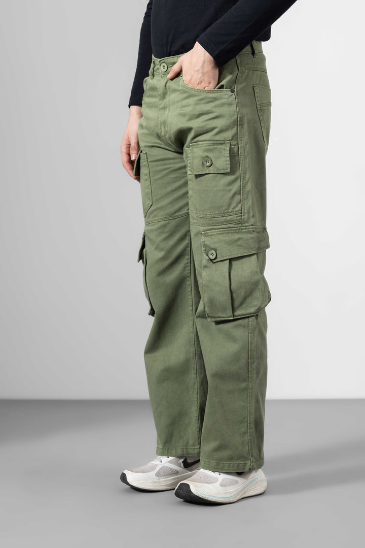 Green Men Cotton Cargo Pants