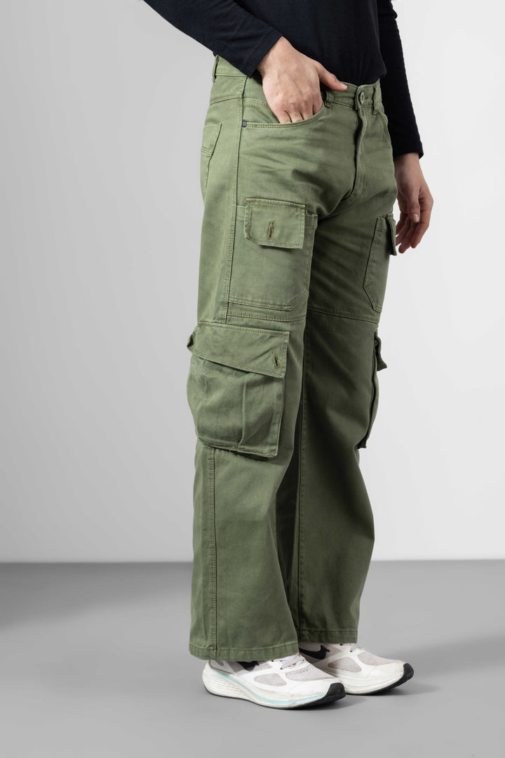 Green Men Cotton Cargo Pants