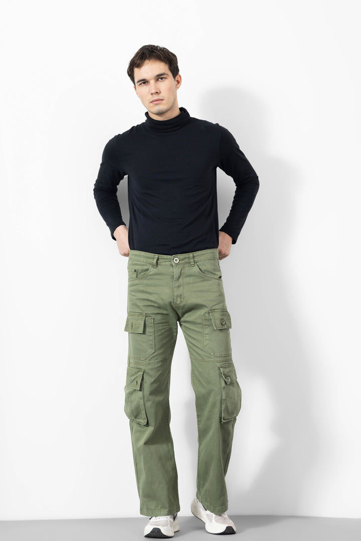 Green Men Cotton Cargo Pants