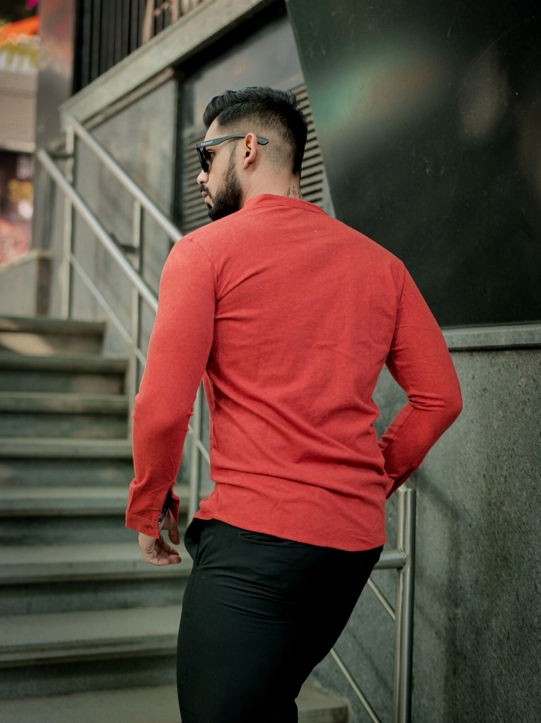 Orange Melange Knitted  Shirt