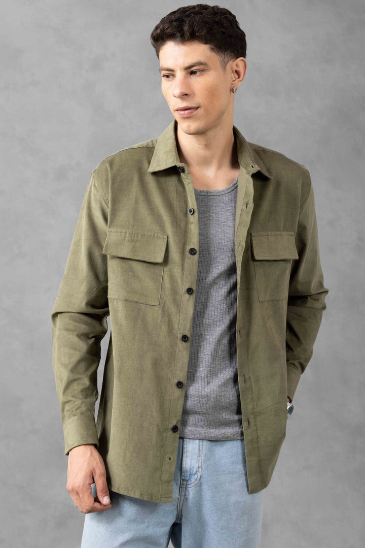 Olive Green Double Pocket Over Shirt