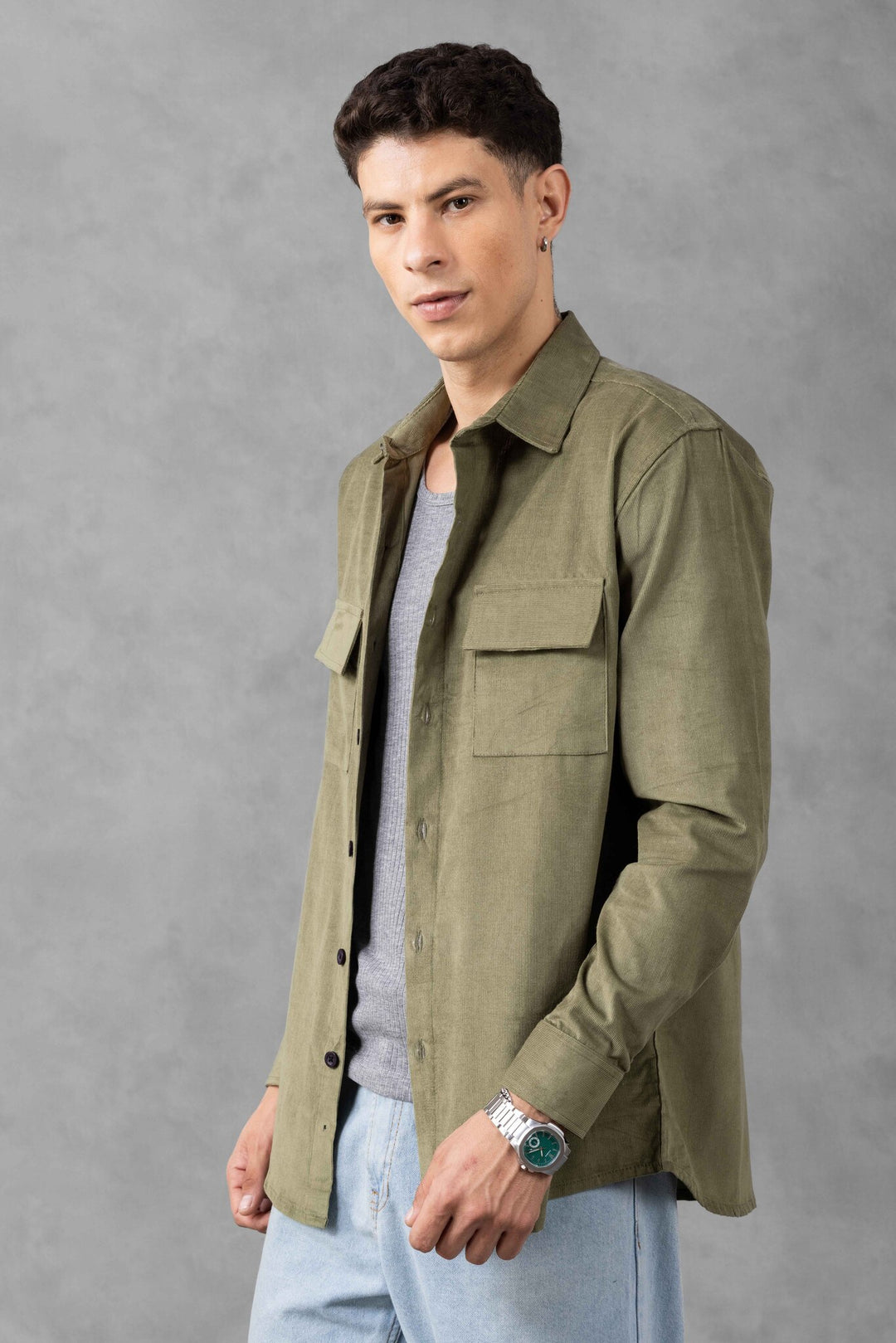 Olive Green Double Pocket Over Shirt