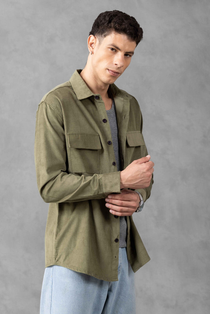 Olive Green Double Pocket Over Shirt