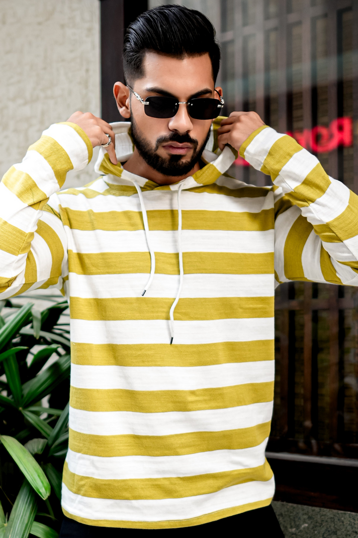 Mustard White Hooded T-Shirt
