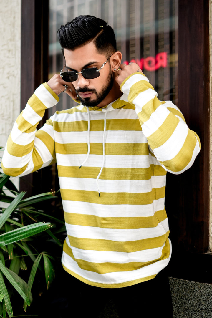 Mustard White Hooded T-Shirt