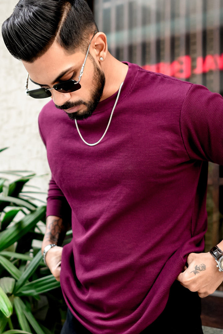 Wine Waffle Round Neck T-shirt