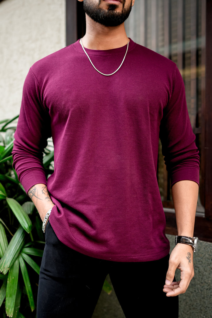 Wine Waffle Round Neck T-shirt