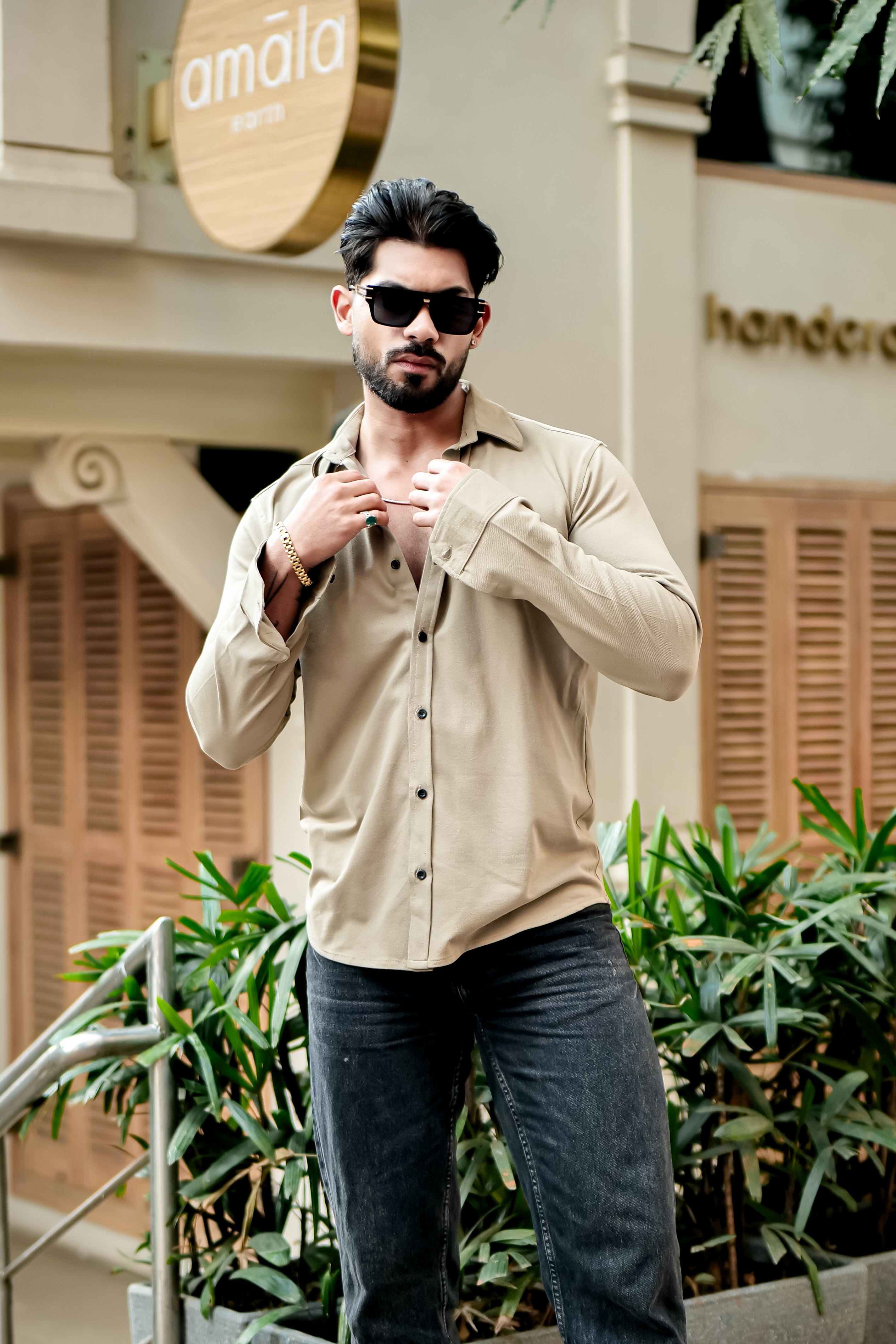 Gold Slim Pique Shirt