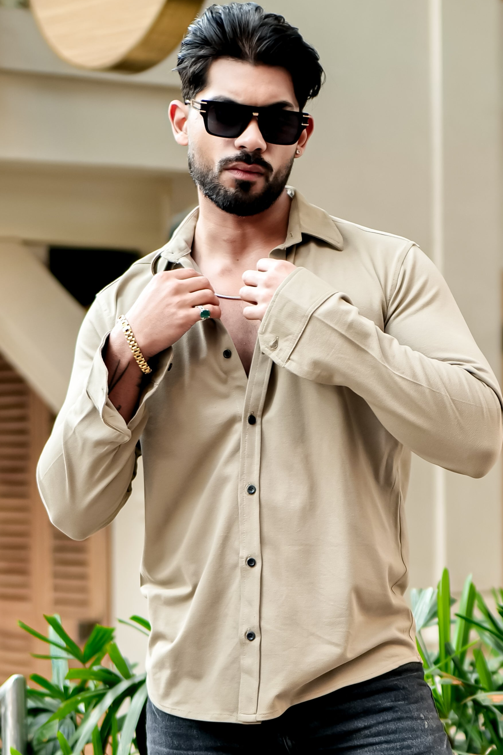Gold Slim Pique Shirt