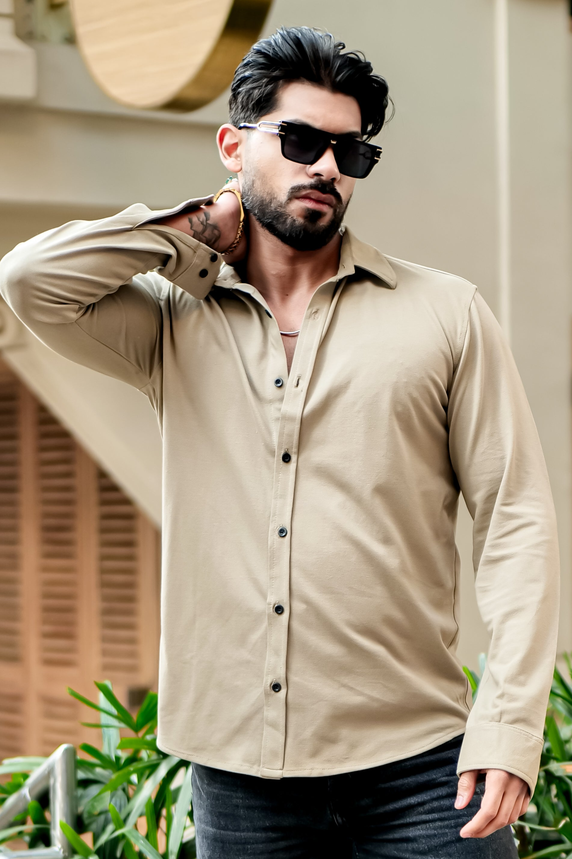 Gold Slim Pique Shirt