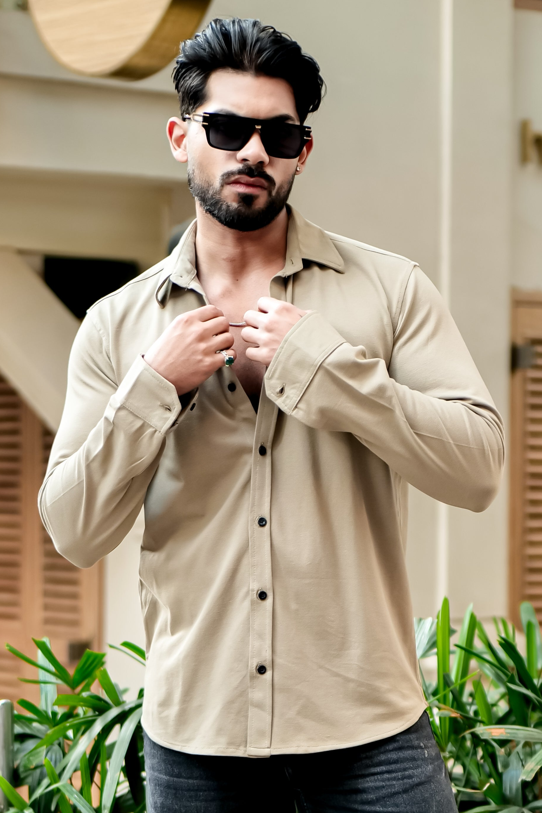 Gold Slim Pique Shirt