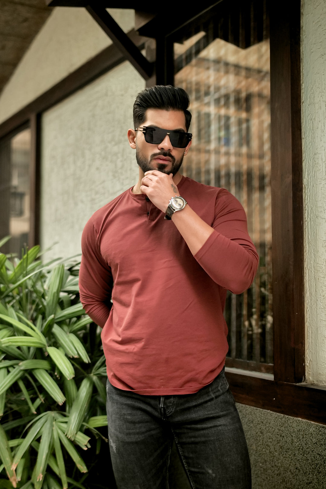 Light Maroon Cotton Stretch T-Shirt