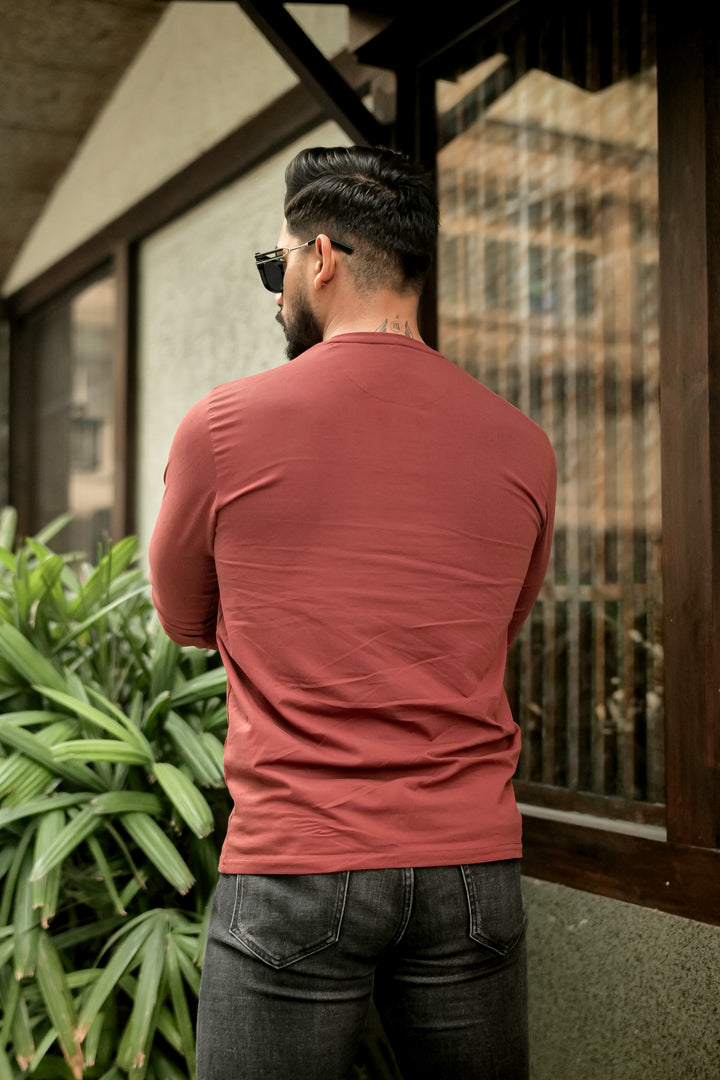 Light Maroon Cotton Stretch T-Shirt