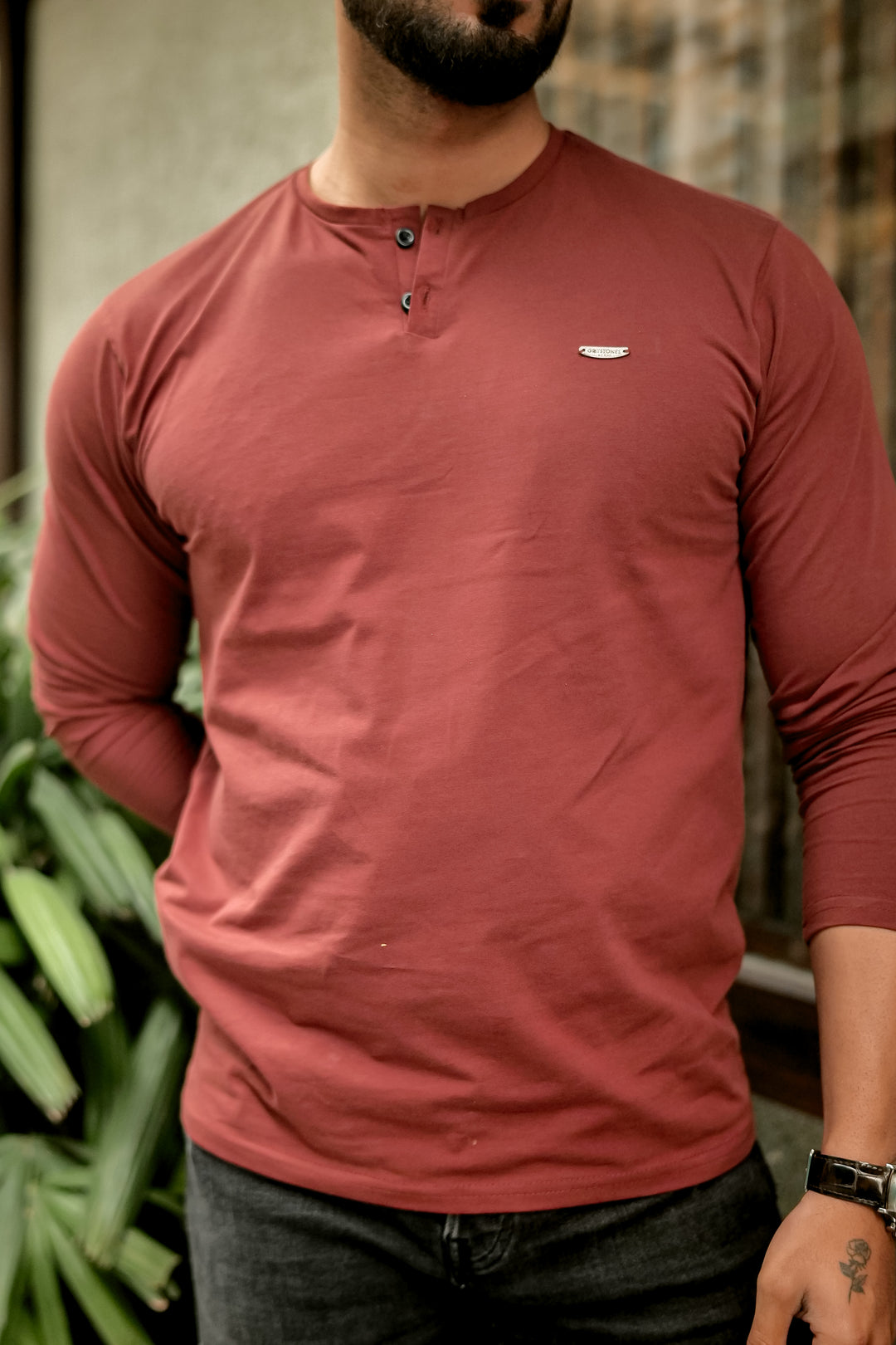Light Maroon Cotton Stretch T-Shirt