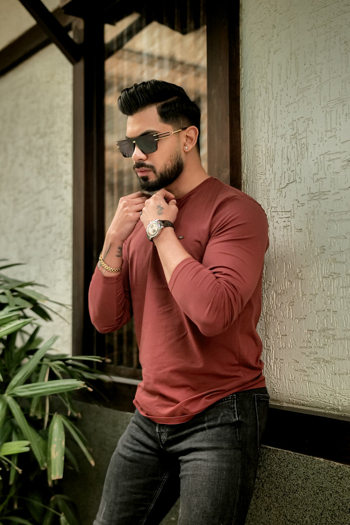 Light Maroon Cotton Stretch T-Shirt