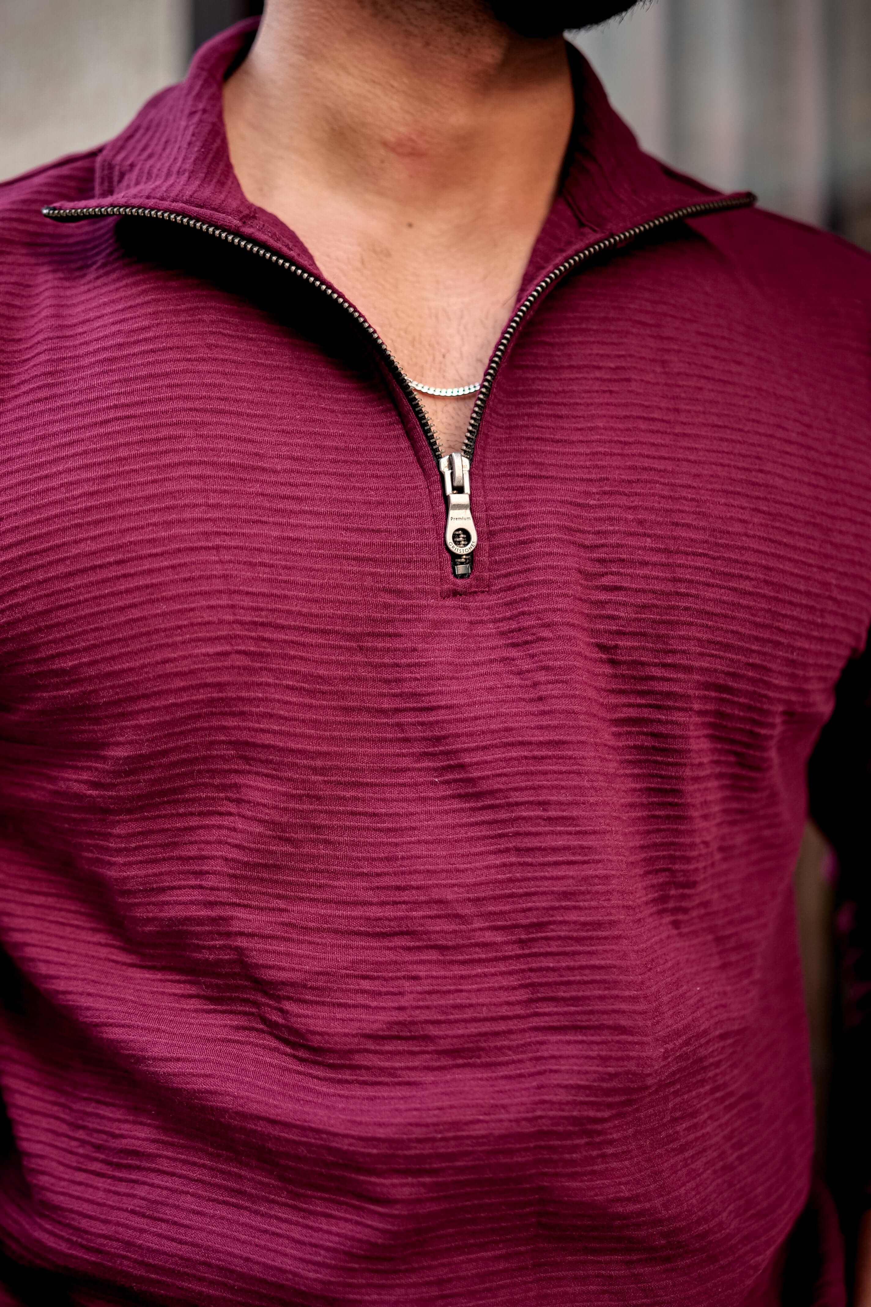 Wine Self Design Zipper T-Shirt