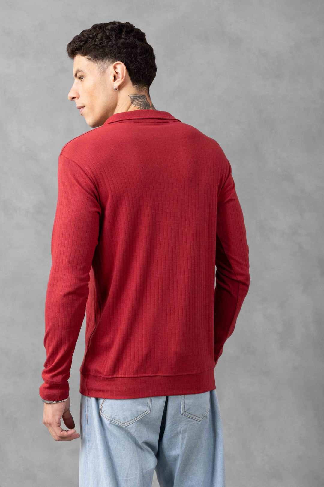 Maroon Cotton full sleeve "MACG" Zipper T-Shirt