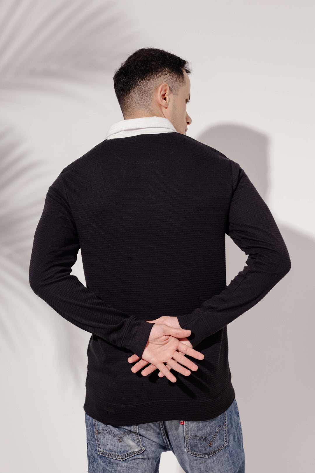 Black "Californy" Cotton full sleeve Printed Polo T-Shirt with Collar