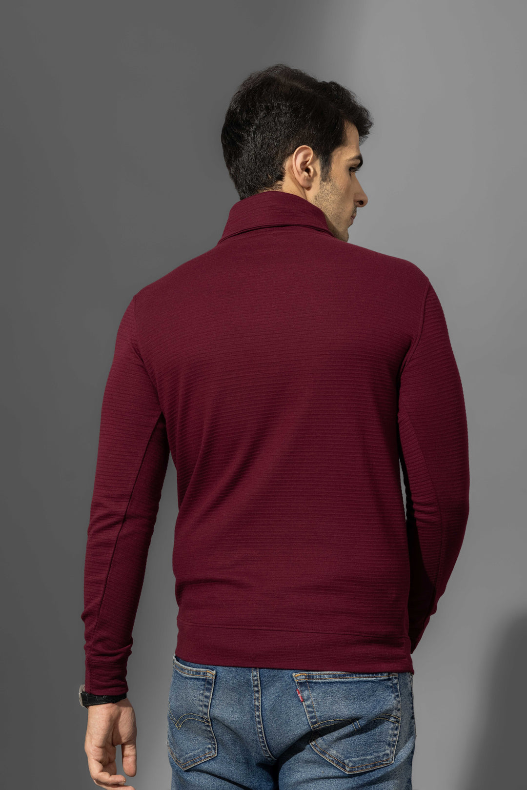 Wine Slim Fit Cowl Neck T-Shirt