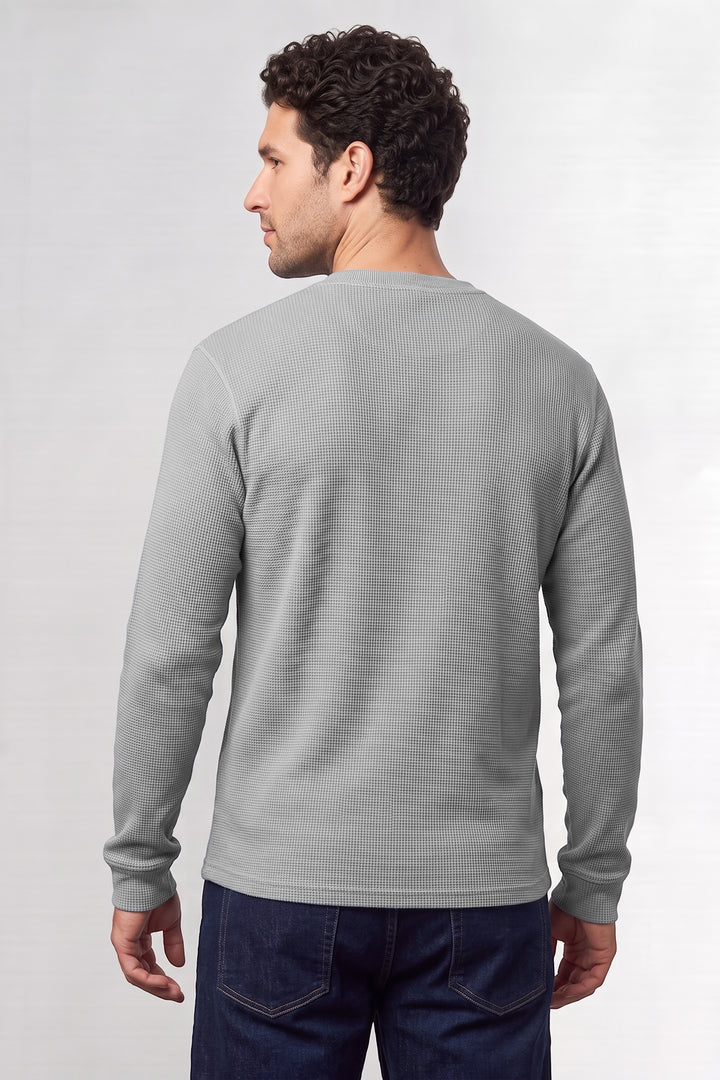 Light Blue Matty Cotton Long Sleeve Henley T-Shirt