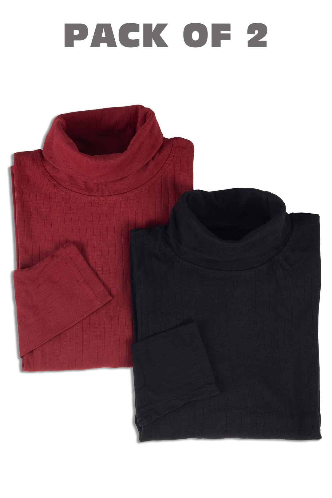 Maroon & Black Self Design pack of 2 combo High Neck T-Shirt