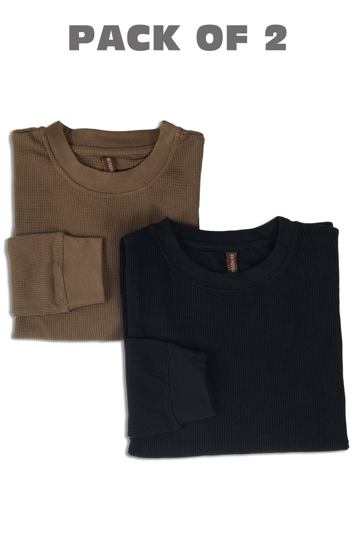 Black and Brown Waffle Roundneck