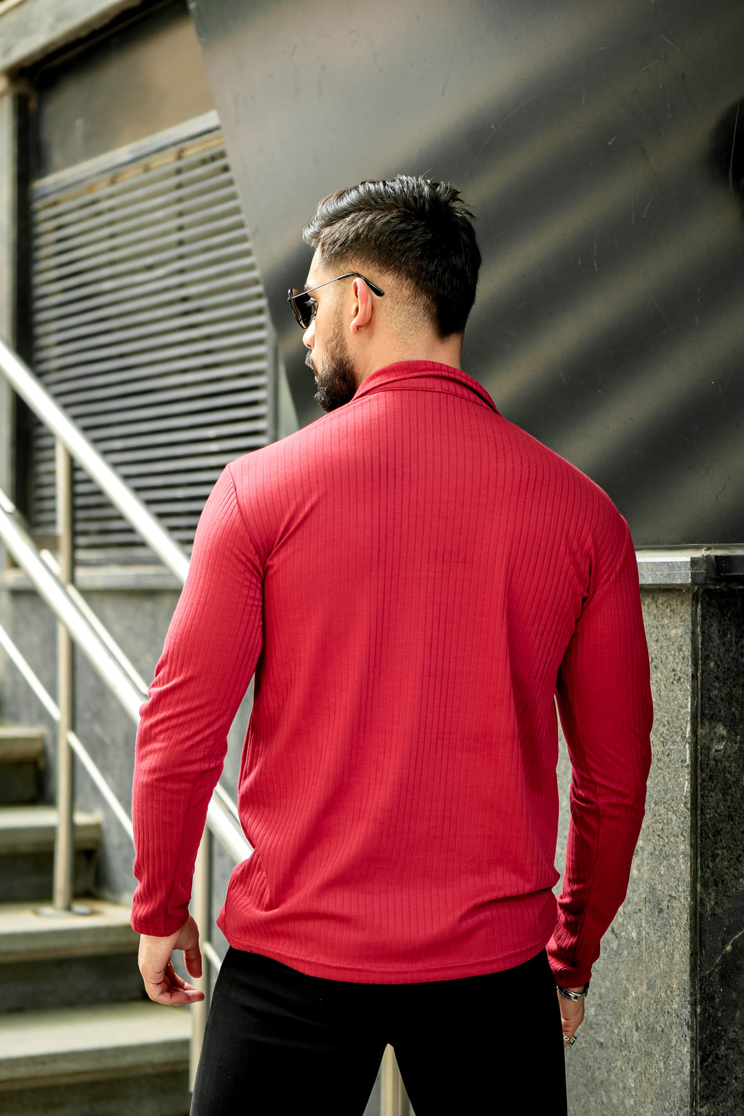 Maroon White Self Design pack of combo Zipper T-Shirt