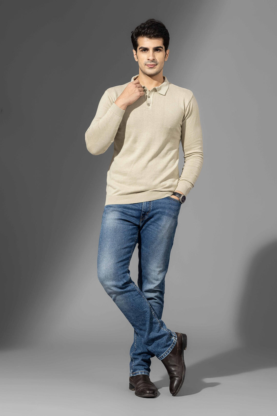 Beige Premium FlatKnit Polo T-Shirt