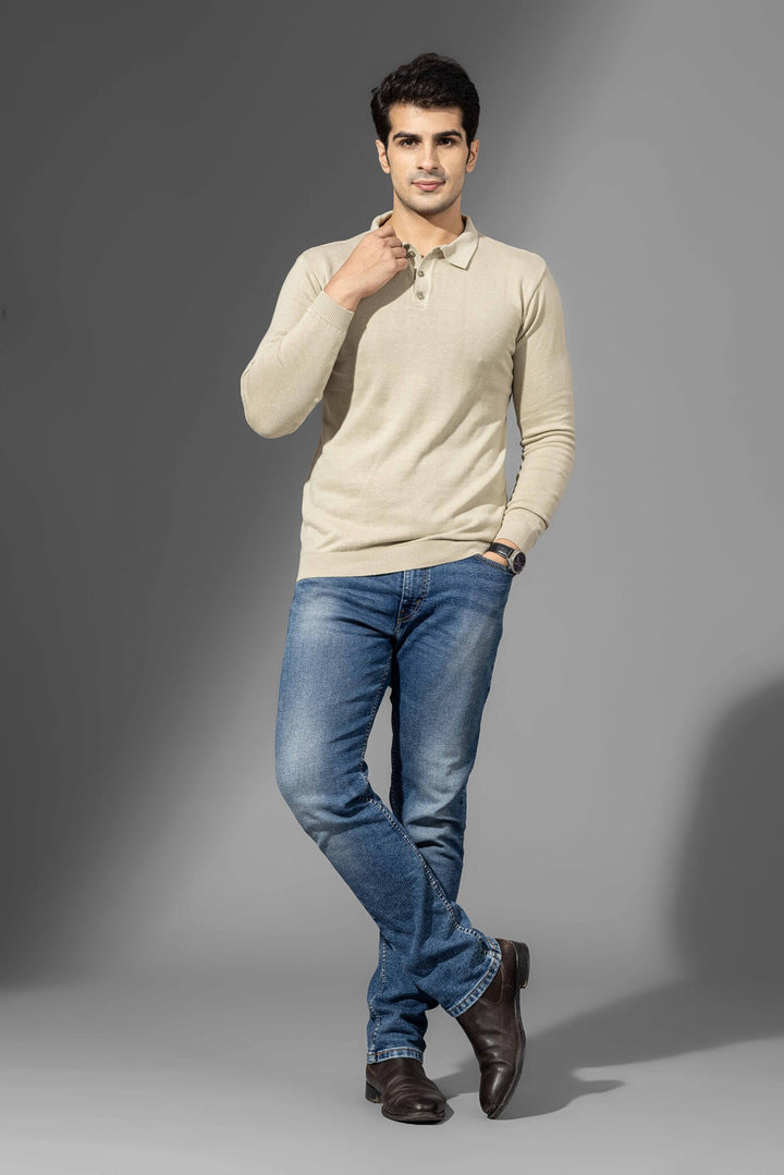 Beige Premium FlatKnit Polo T-Shirt
