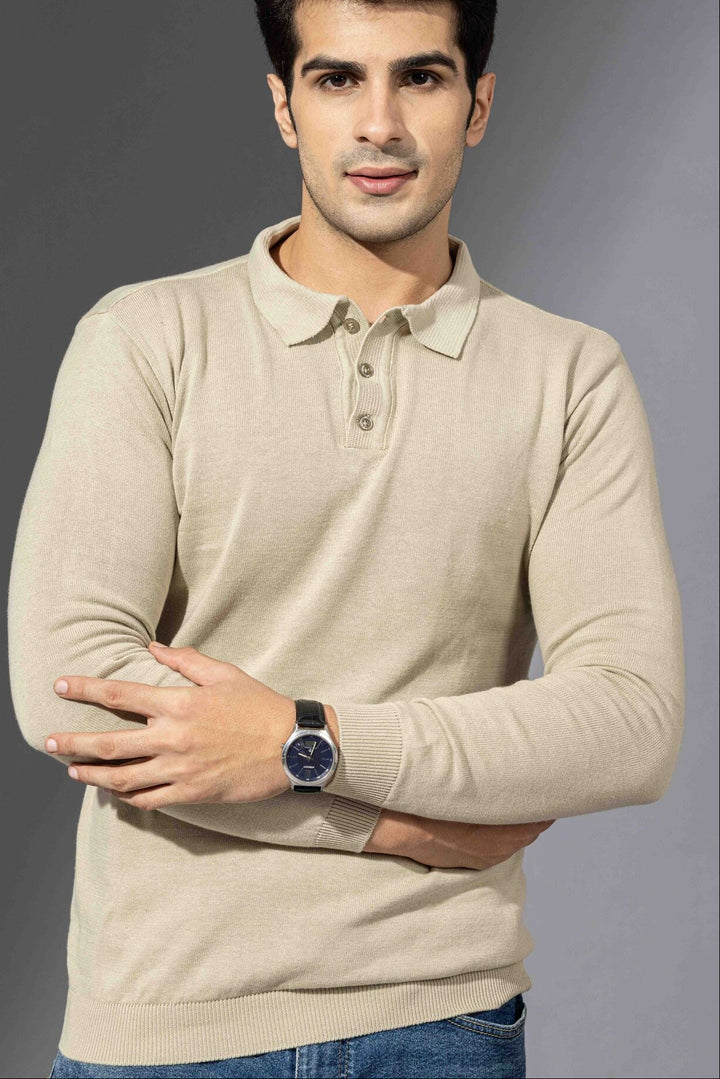Beige Premium FlatKnit Polo T-Shirt