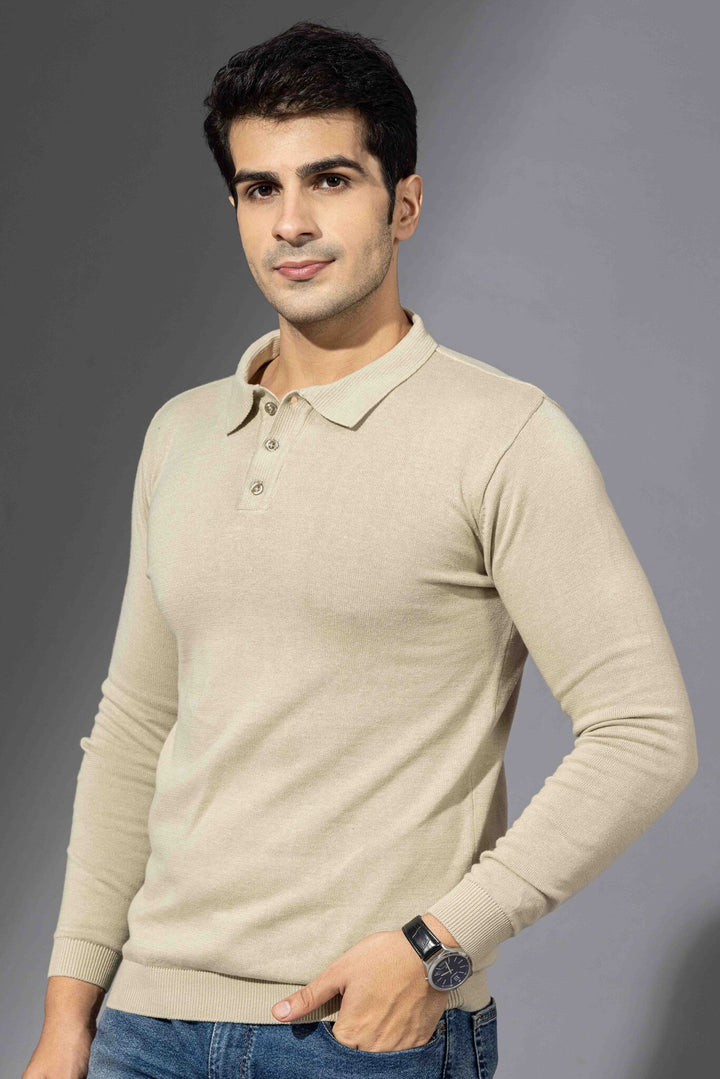 Beige Premium FlatKnit Polo T-Shirt