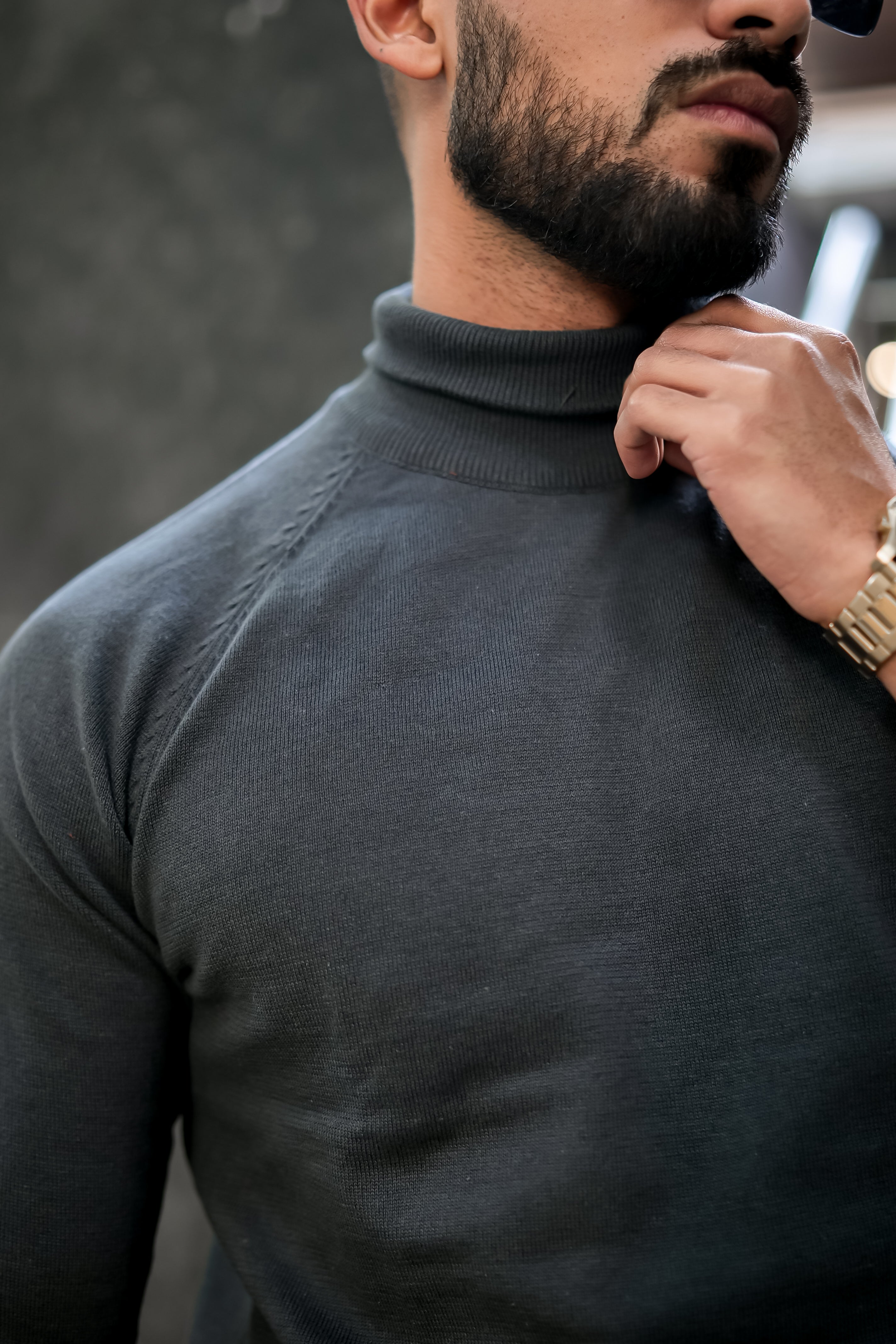 Dark Grey High Neck Sweater