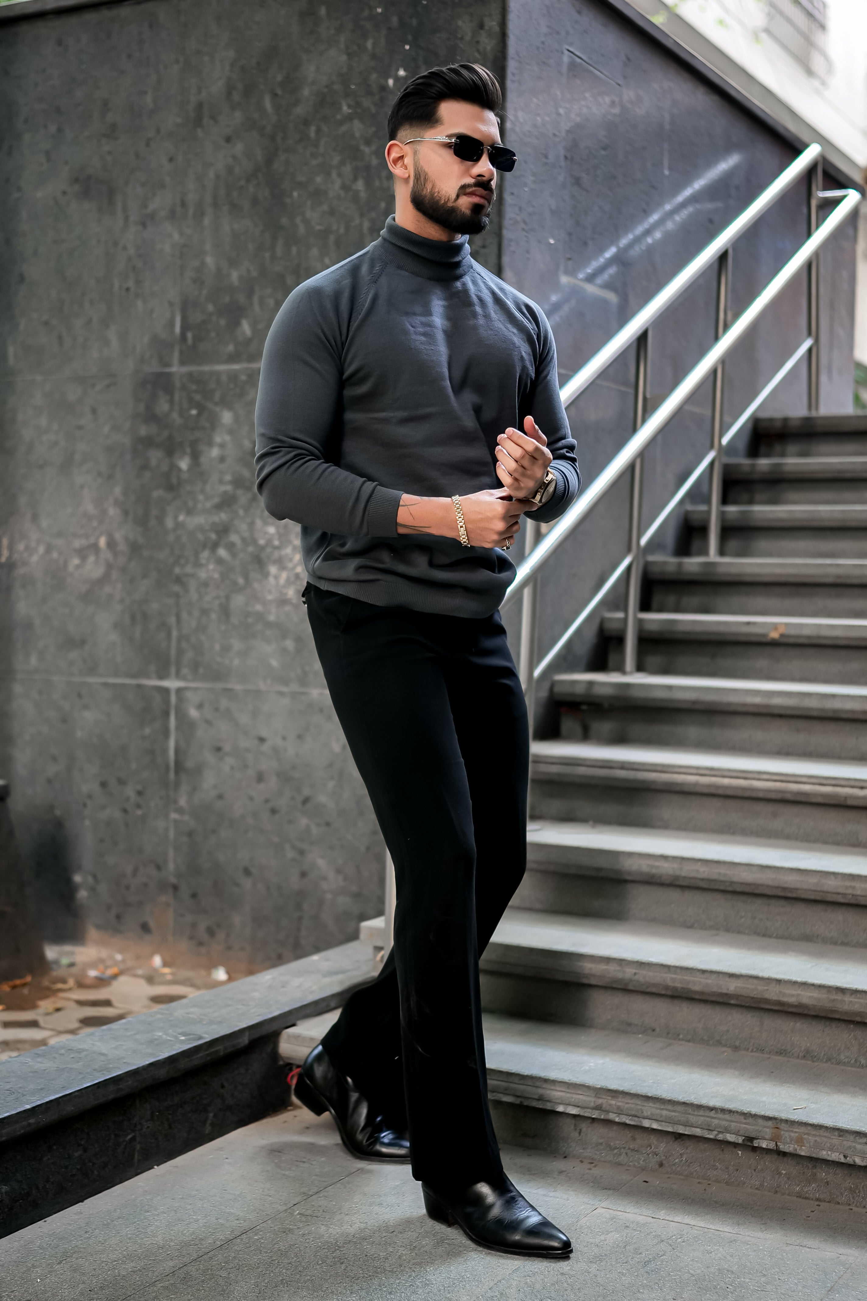 Dark Grey High Neck Sweater