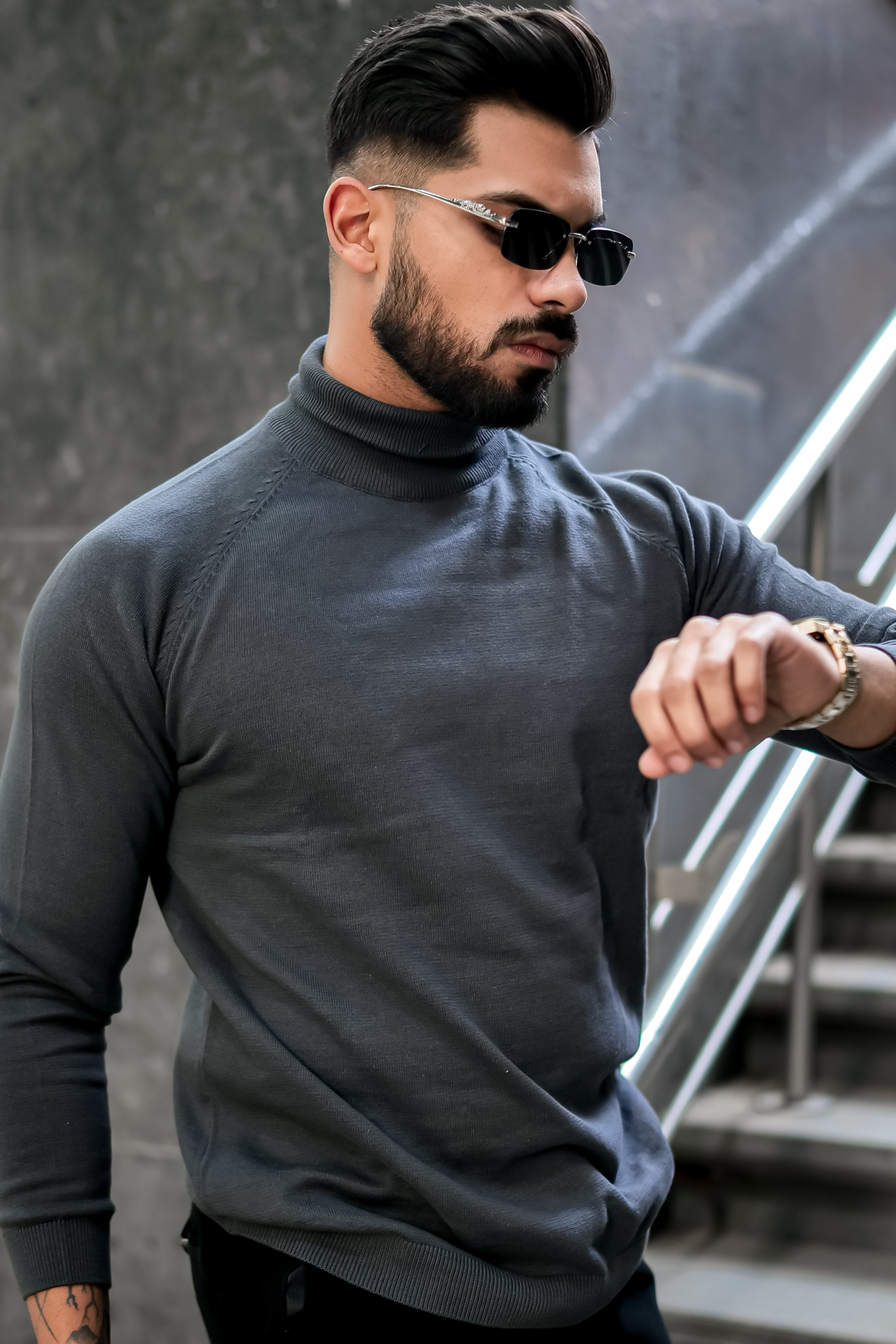 Dark Grey High Neck Sweater