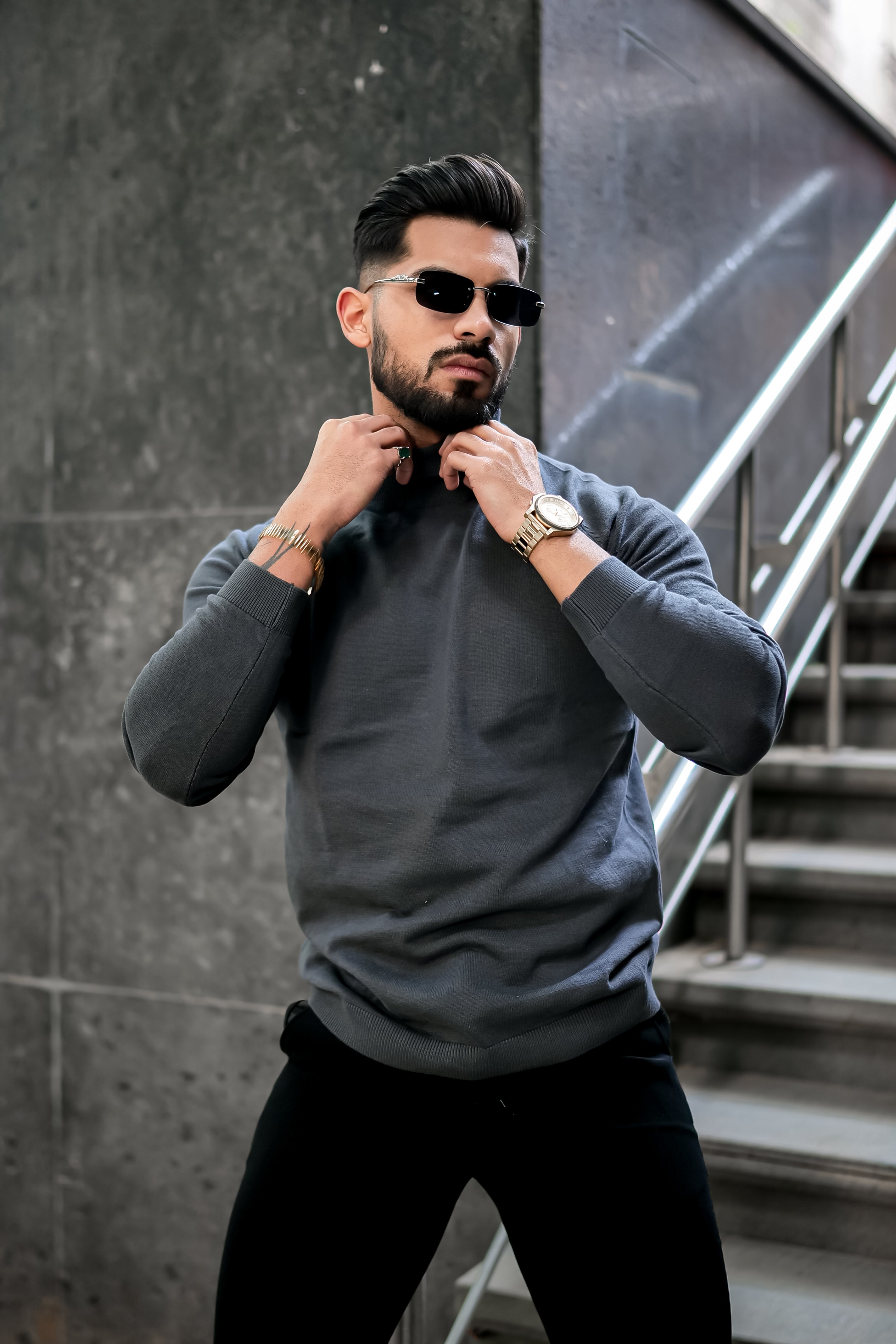 Dark Grey High Neck Sweater