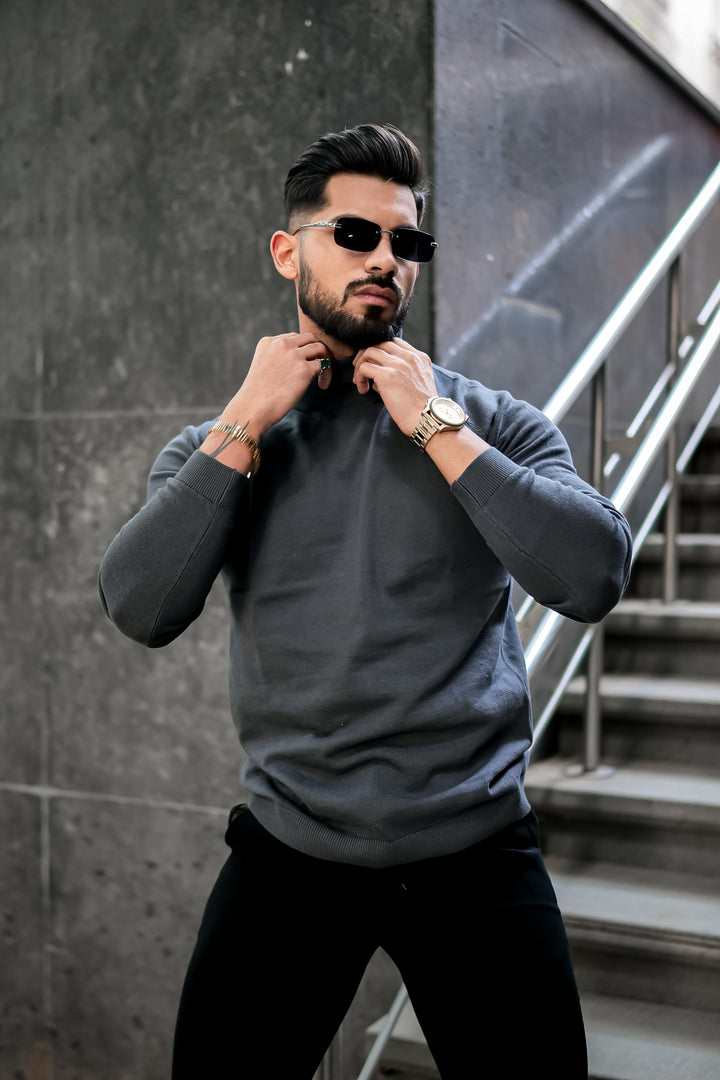 Dark Grey High Neck Sweater