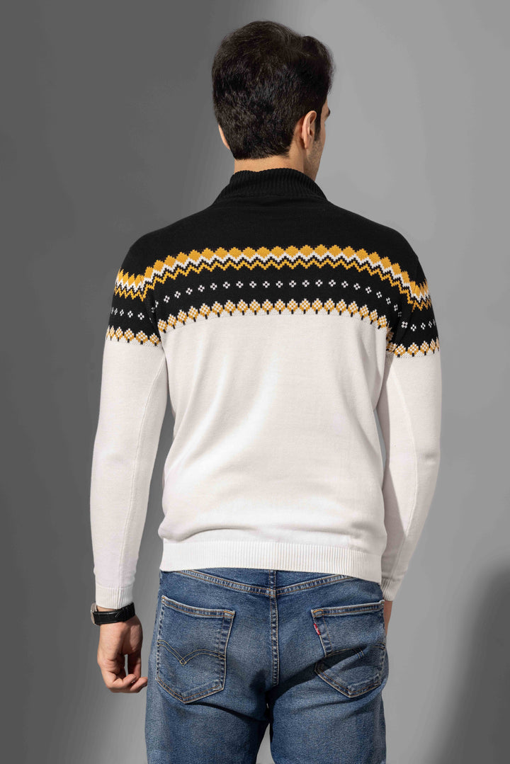 Black White Premium FlatKnit Round Pullover