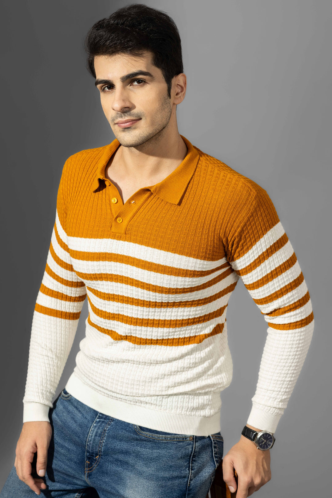Yellow Premium Flat Knit Polo T-Shirt