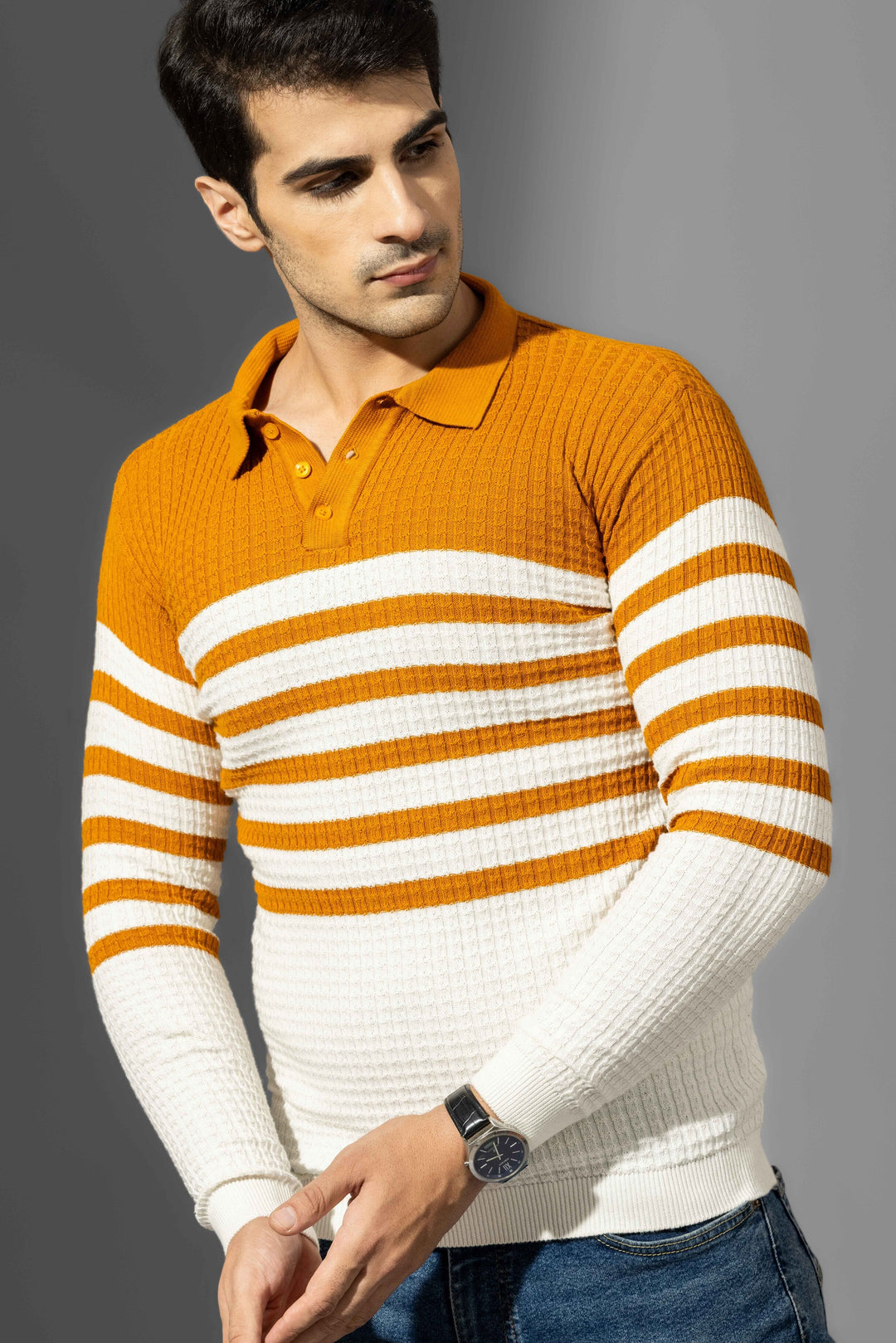 Yellow Premium Flat Knit Polo T-Shirt