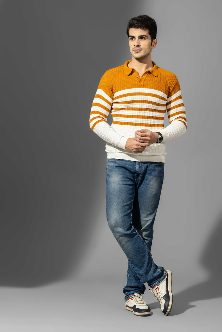 Yellow Premium Flat Knit Polo T-Shirt