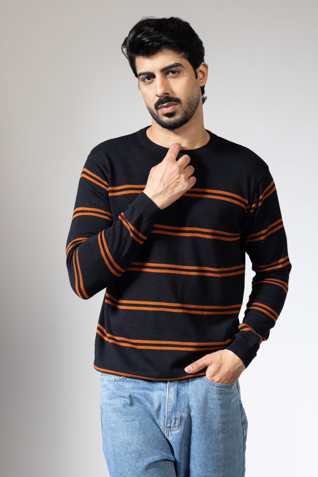 Black striper flatknit Tshirt