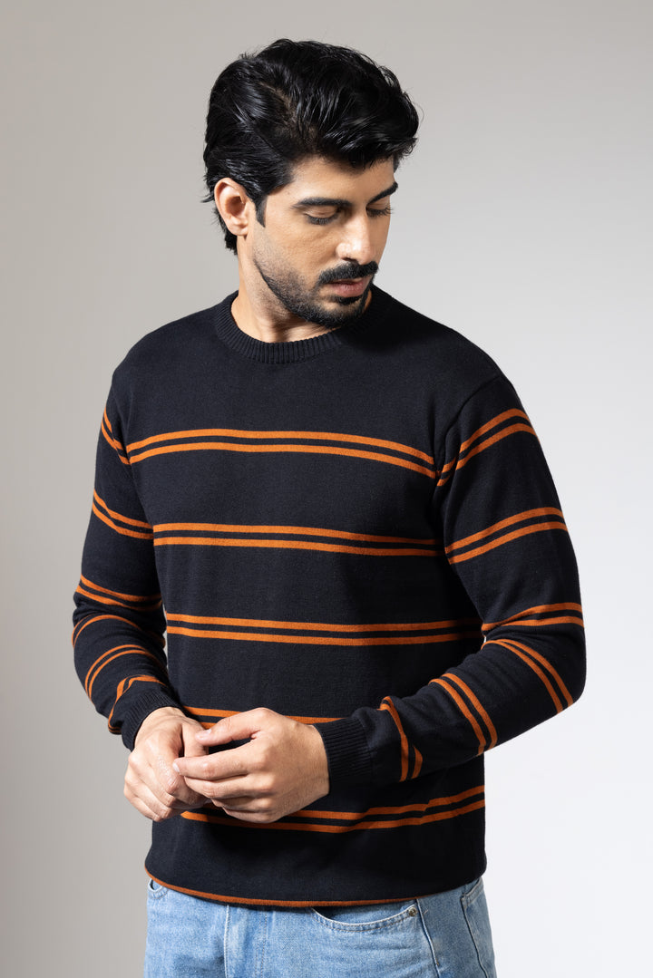 Black striper flatknit Tshirt