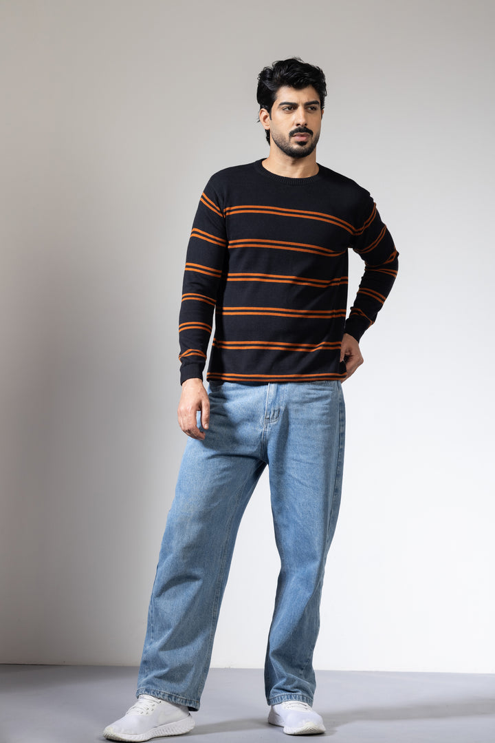 Black striper flatknit Tshirt