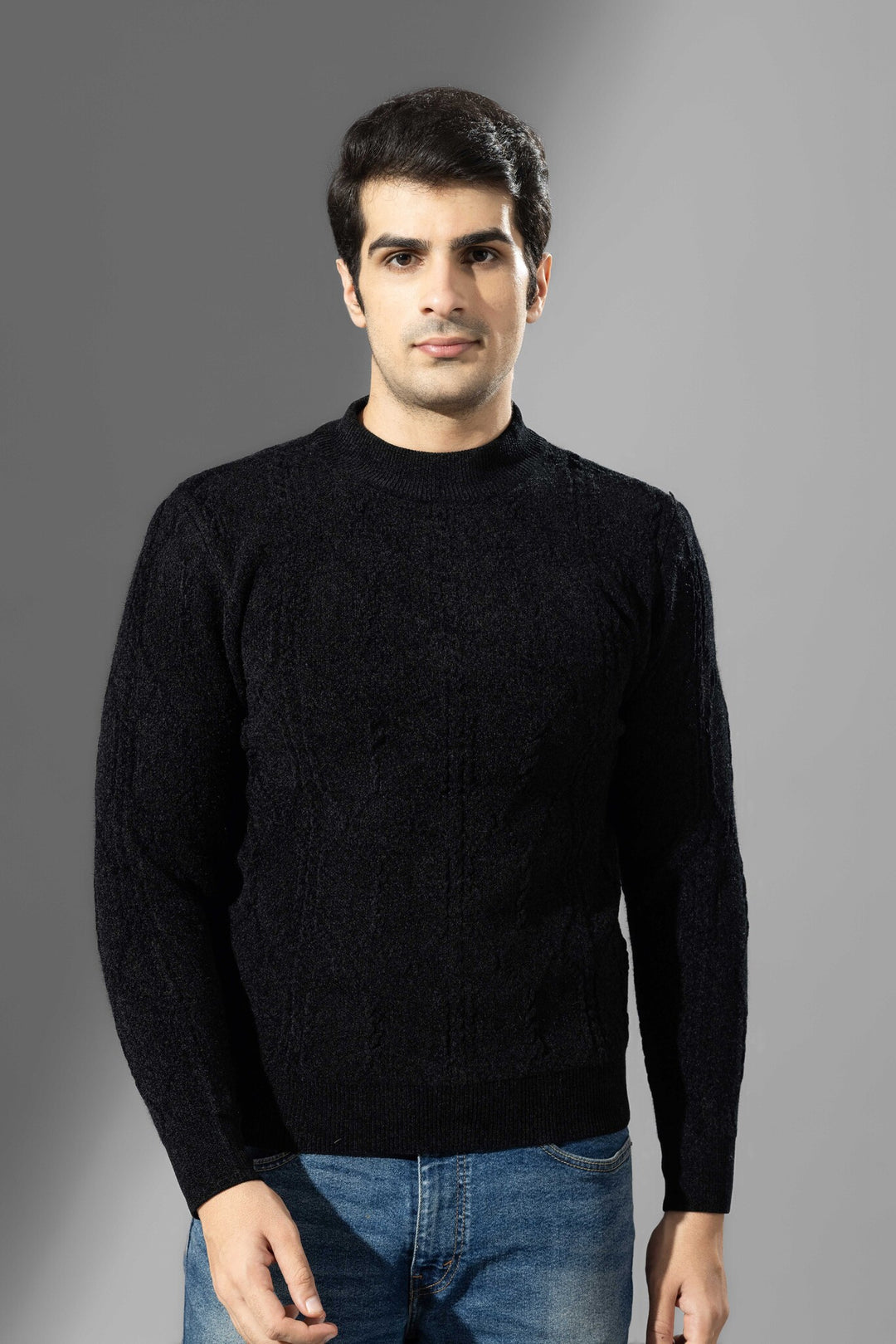 Balck Premium Self Design Sweater