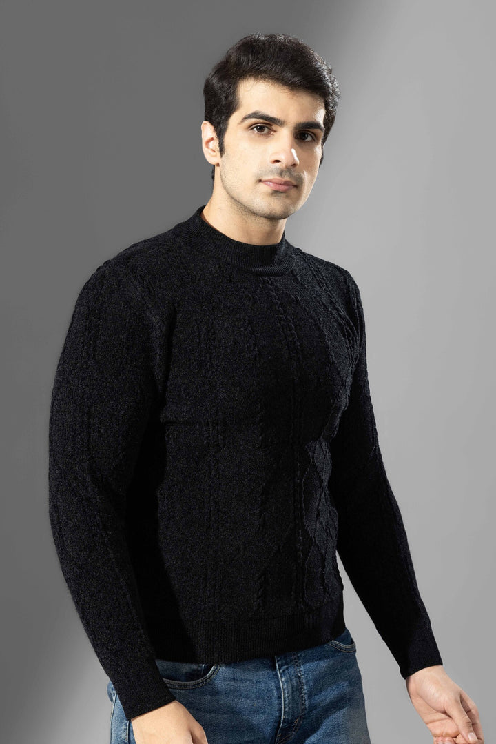 Balck Premium Self Design Sweater